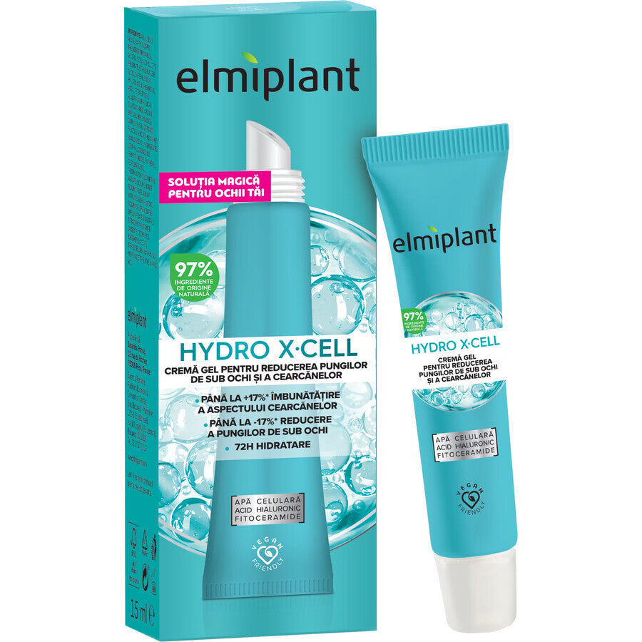 Crema-gel contorno occhi Hydro X-Cell, 15 ml, Elmiplant - nuova formula fitoceramidi, caffeina tetrapeptide
