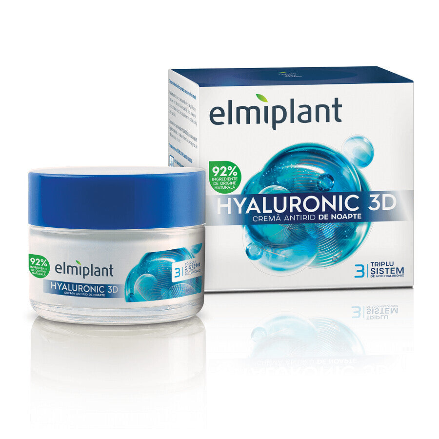 Crema notte antirughe Hyaluronic 3D, 50 ml, Elmiplant - forte riempimento effetto lifting