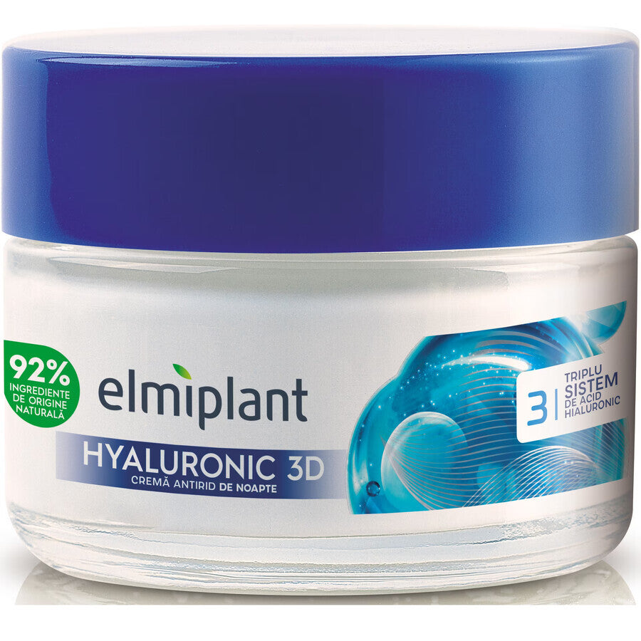Crema notte antirughe Hyaluronic 3D, 50 ml, Elmiplant - forte riempimento effetto lifting