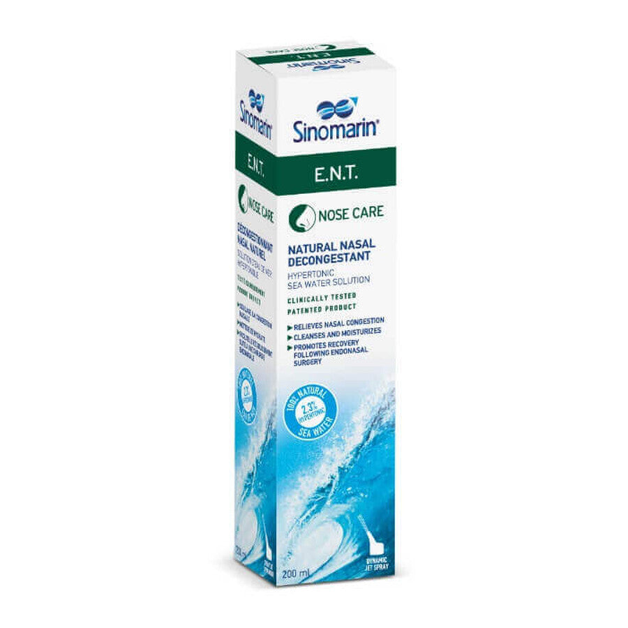 Sinomarin Spray decongestionante nasale ipertonico ENT, 200 ml, Gerolymatos International - Naso libero protetto e idratato pulito