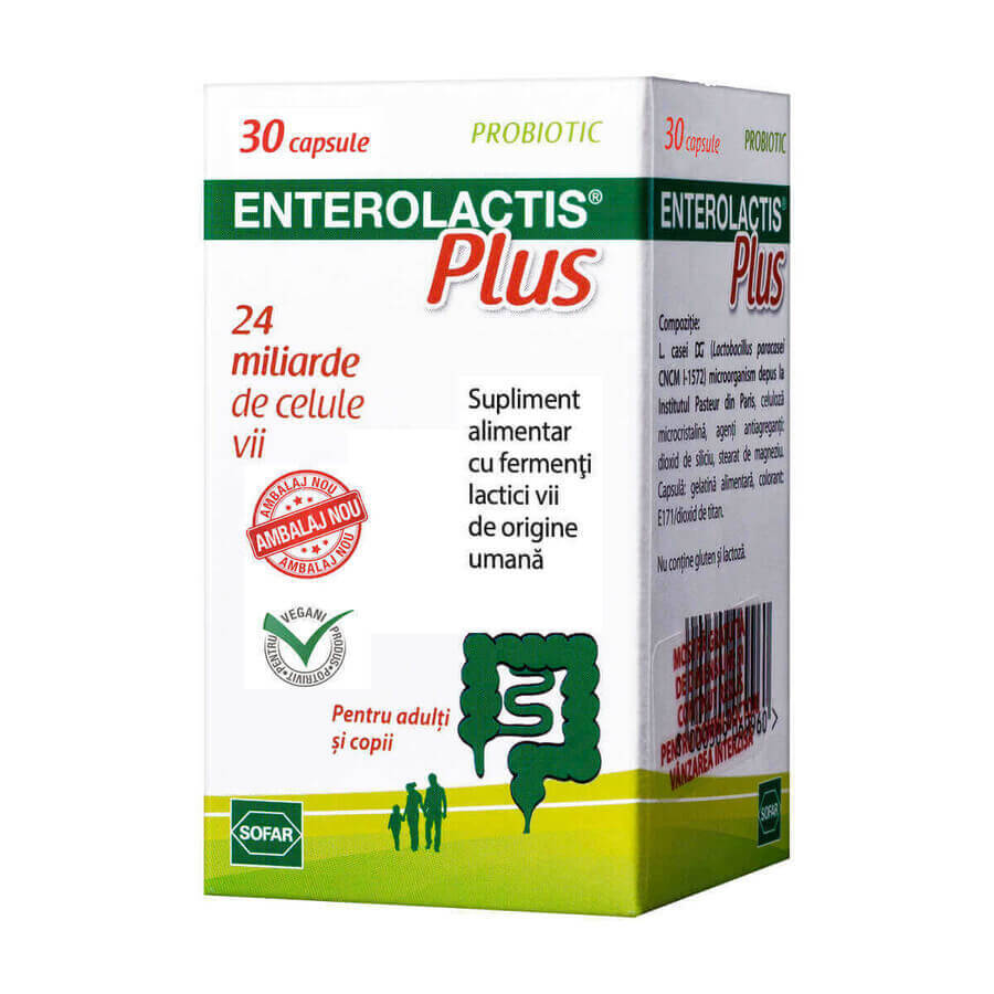 Enterolactis Plus, Confezione 3 x 30 capsule, Sofar