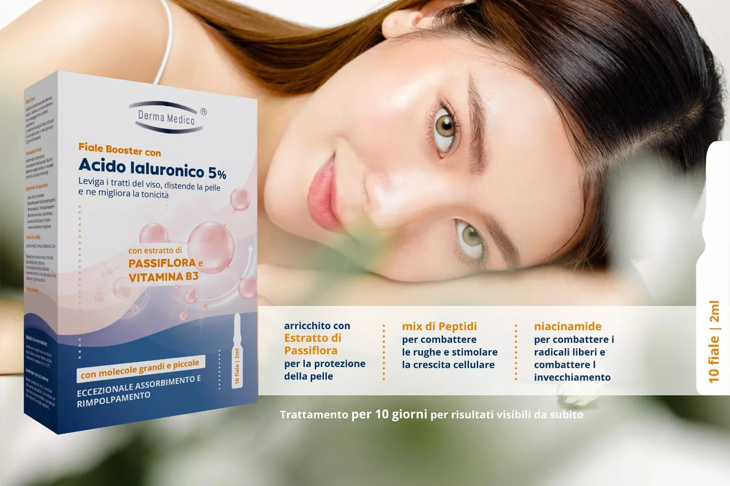 FIALE ACIDO IALURONICO PURO -27% RUGHE PRIMO MESE +80% IDRATAZIONE, DERMA MEDICO
