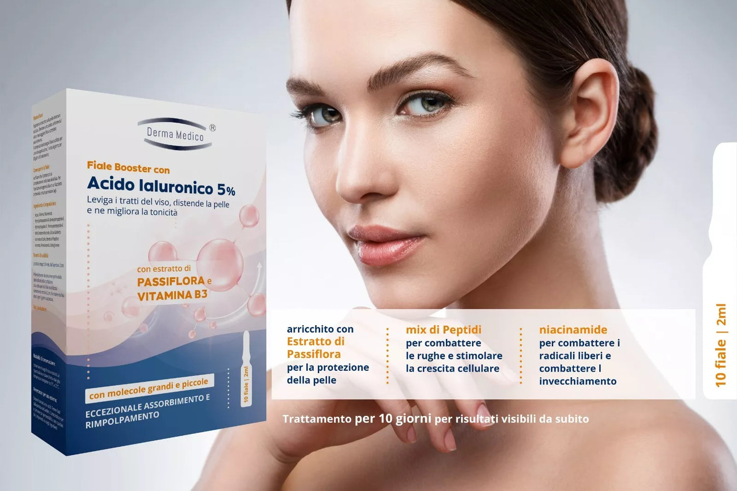 FIALE ACIDO IALURONICO PURO -27% RUGHE PRIMO MESE +80% IDRATAZIONE, DERMA MEDICO