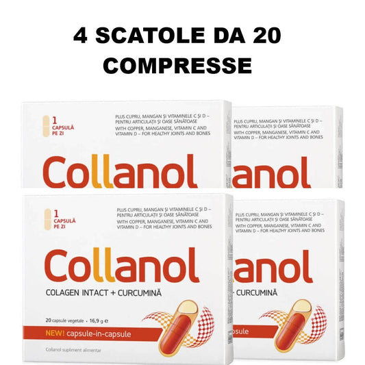 Collanol collagene intatto, 4 confezioni da 20 capsule, 80 compresse - Articolazioni e ossa sane, Vitaslim (Copia)