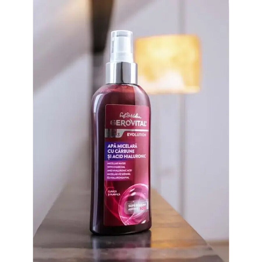 Acqua Micellare con Carbone e Acido Ialuronico, Gerovital H3 Evolution, 150 ml, Farmec