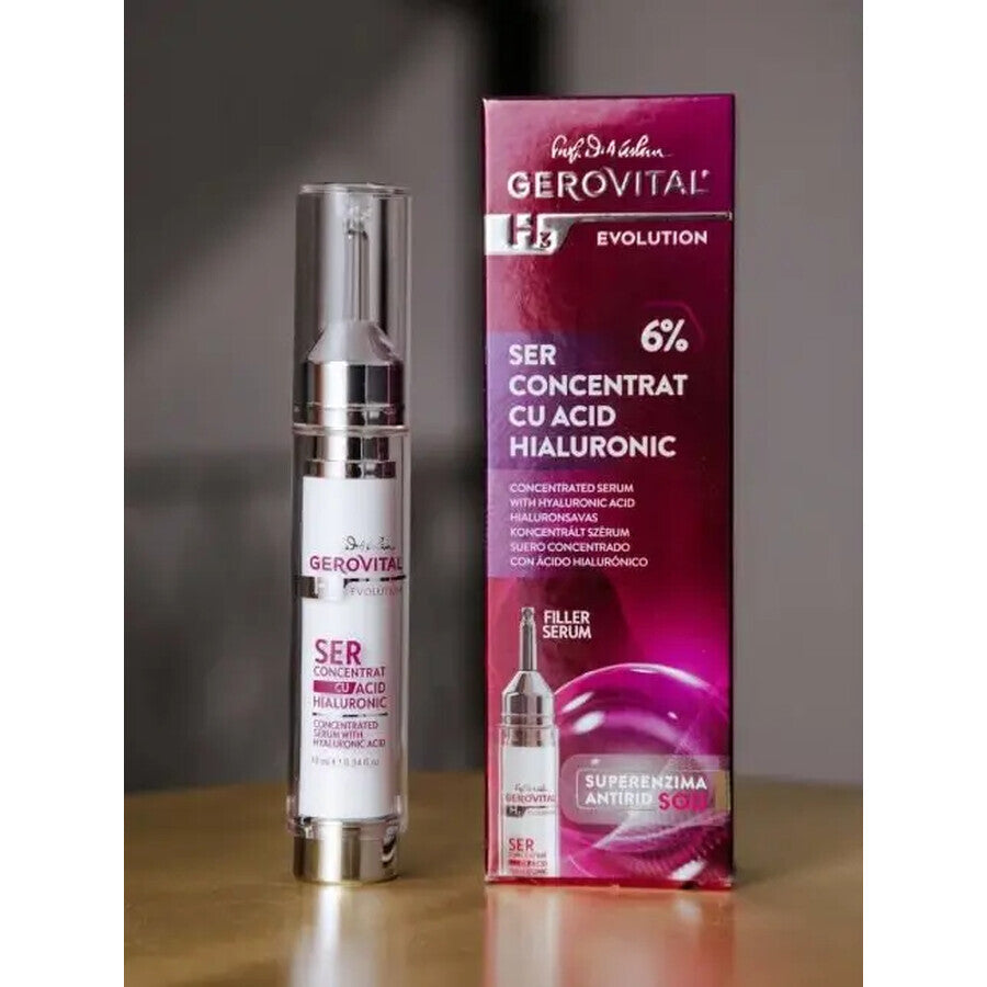 Siero Concentrato con 6% Acido Ialuronico, Gerovital H3 Evolution, 10 ml, Farmec