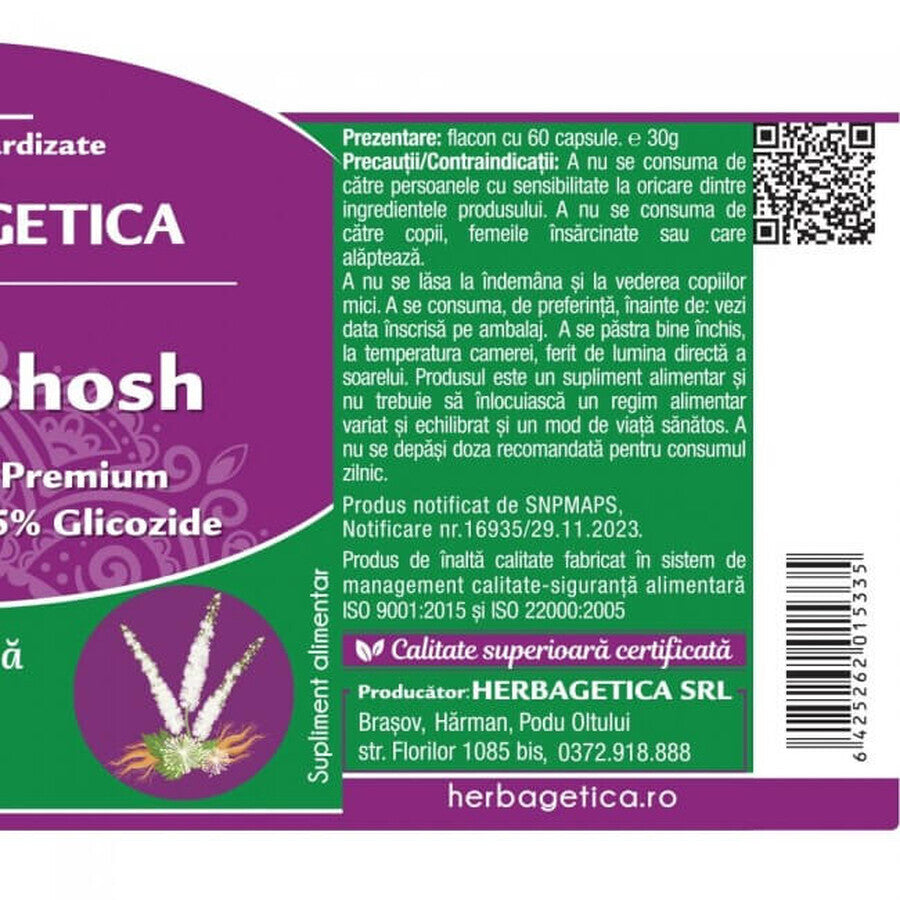 Cohosh Nero x 60cps, Herbagetica