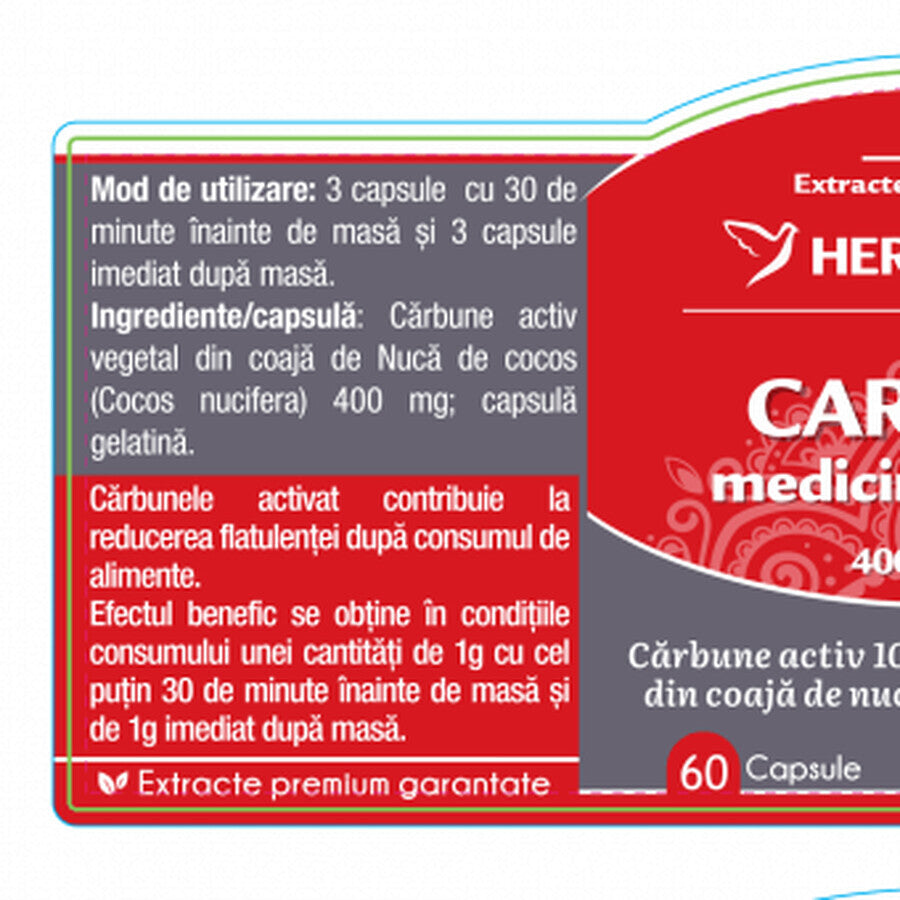 Carbone attivo medicinale x 60cps, Herbagetica