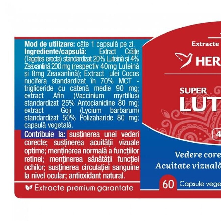Super Luteina Zeaxantina x 60 cps, Herbagetica