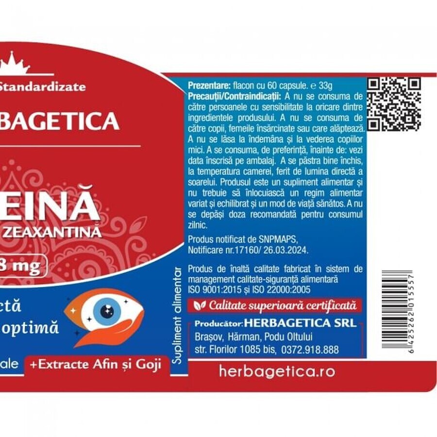 Super Luteina Zeaxantina x 60 cps, Herbagetica
