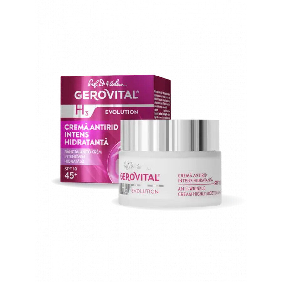 Crema Antirughe Intensamente Idratante con SFP 10, Gerovital H3 Evolution, 50 ml, Farmec