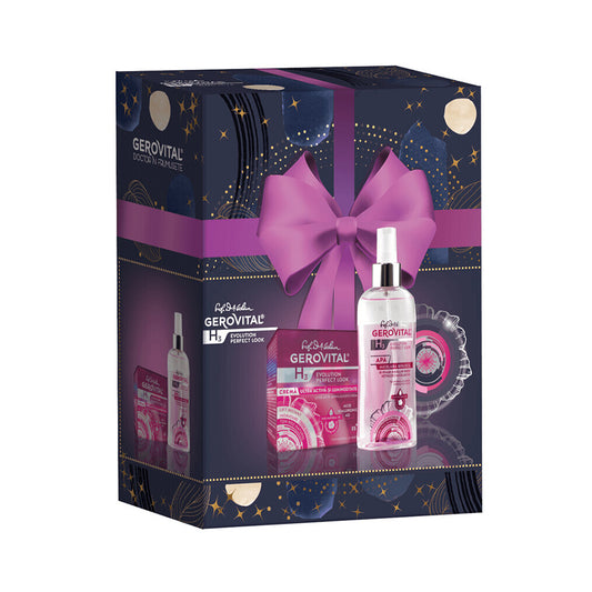 Crema idratante + Acqua micellare bifasica con Acido Ialuronico H3 Evolution Perfect Look, 50 ml + 150 ml, Gerovital