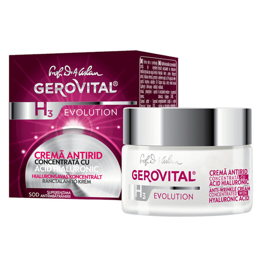 Crema Antirughe Concentrata con 3% Acido Ialuronico, Gerovital H3 Evolution, 50 ml, Farmec