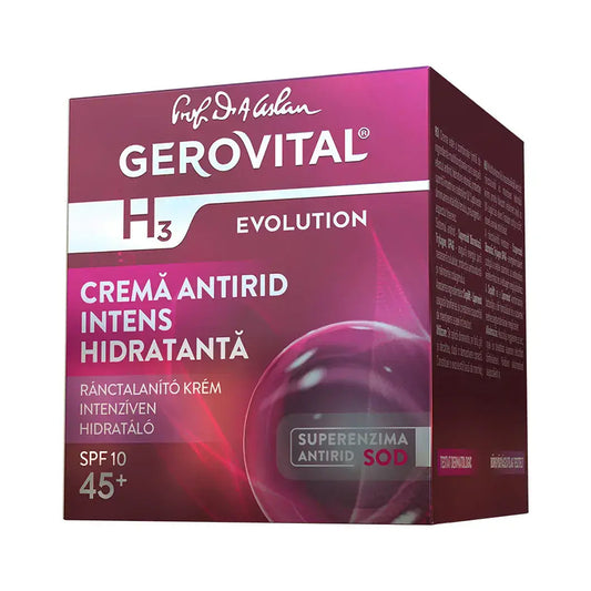 Crema Antirughe Intensamente Idratante con SFP 10, Gerovital H3 Evolution, 50 ml, Farmec