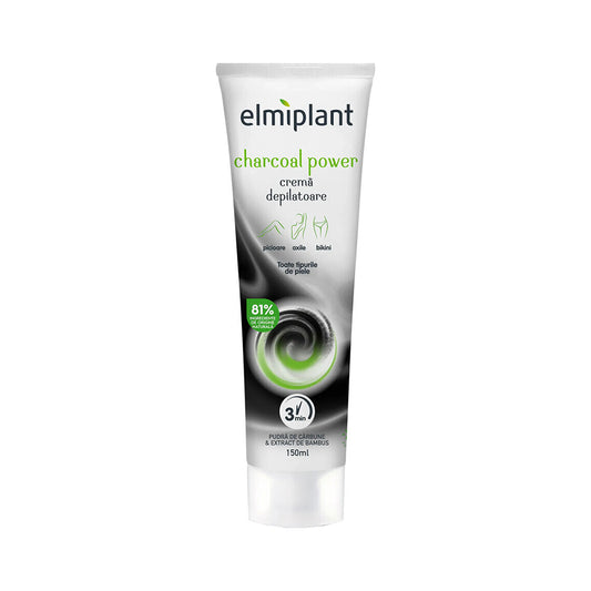 Crema depilatoria al carbone per tutti i tipi di pelle Charcoal Power, 150 ml, Elmiplant