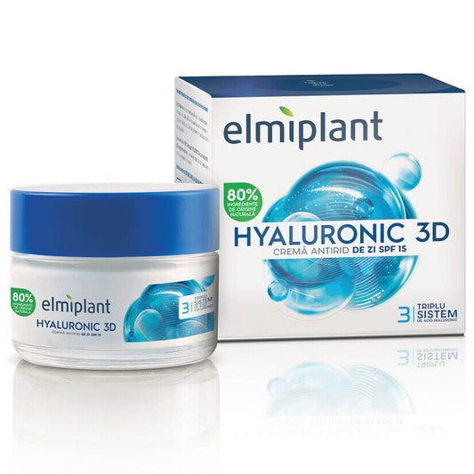 Crema giorno antirughe SPF 15 Hyaluronic 3D, 50 ml, Elmiplant