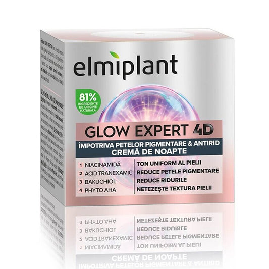 Crema notte contro le macchie pigmentarie Glow Expert 4D, 50 ml, Elmiplant