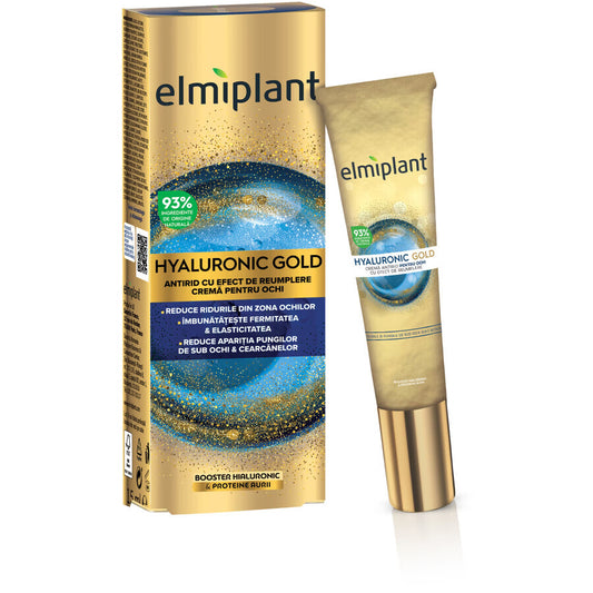 Crema occhi antirughe con effetto riempitivo Hyaluronic Gold, 15 ml, Elmiplant - Booster Ialuronico