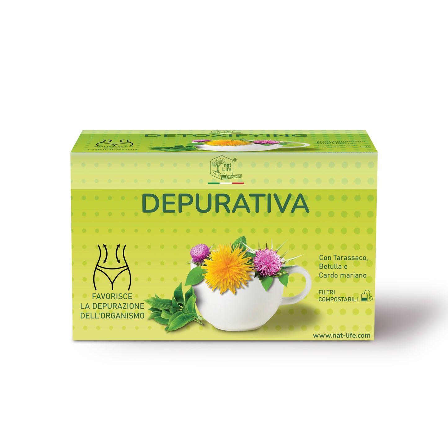 Tisana Depurativa Naturale con Tarassaco, Betulla e Cardo Mariano | Drenante e Purificante per Fegato e Intestino | Erbe Officinali in Filtri Compostabili 100% Naturale
