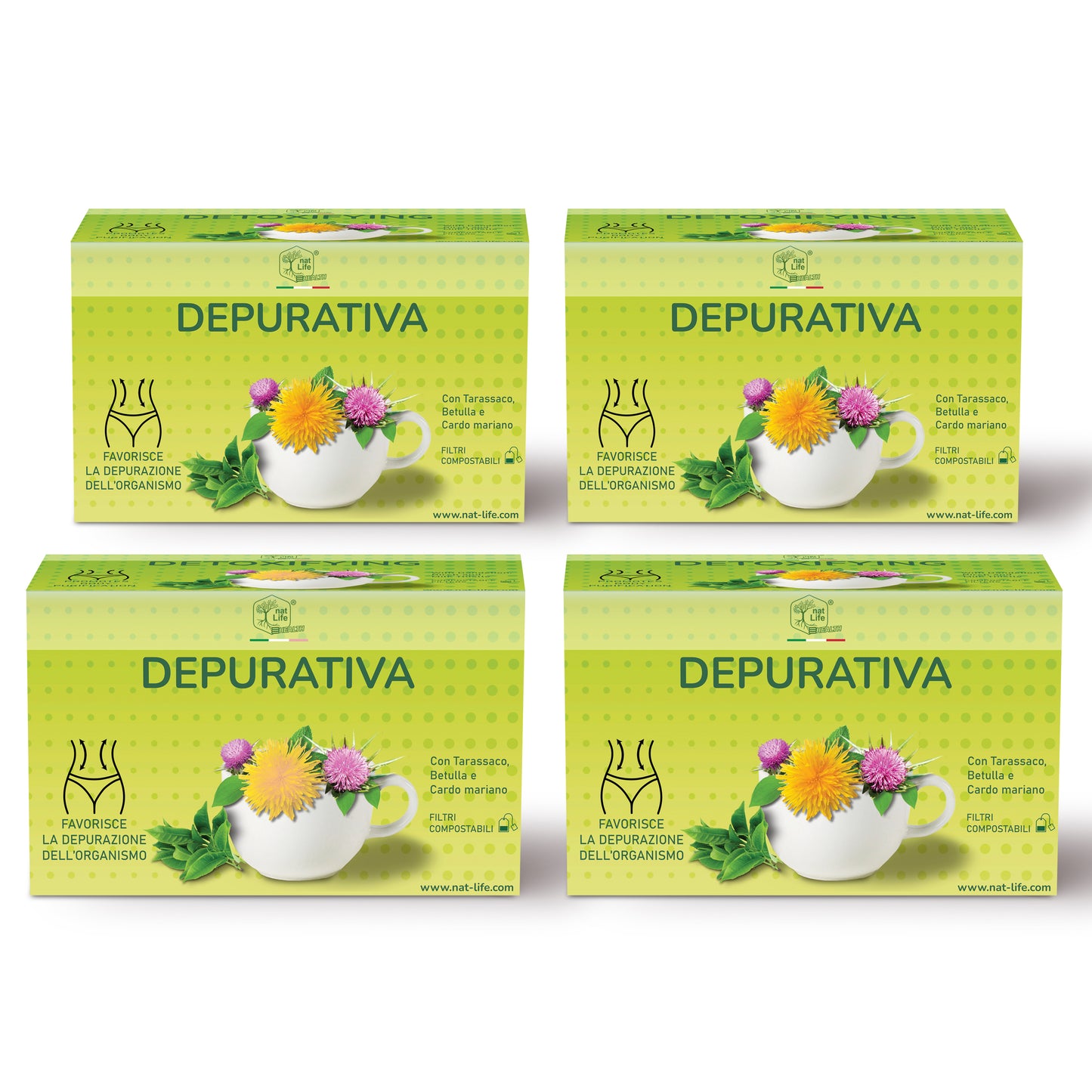 Tisana Depurativa Naturale con Tarassaco, Betulla e Cardo Mariano | Drenante e Purificante per Fegato e Intestino | Erbe Officinali in Filtri Compostabili 100% Naturale