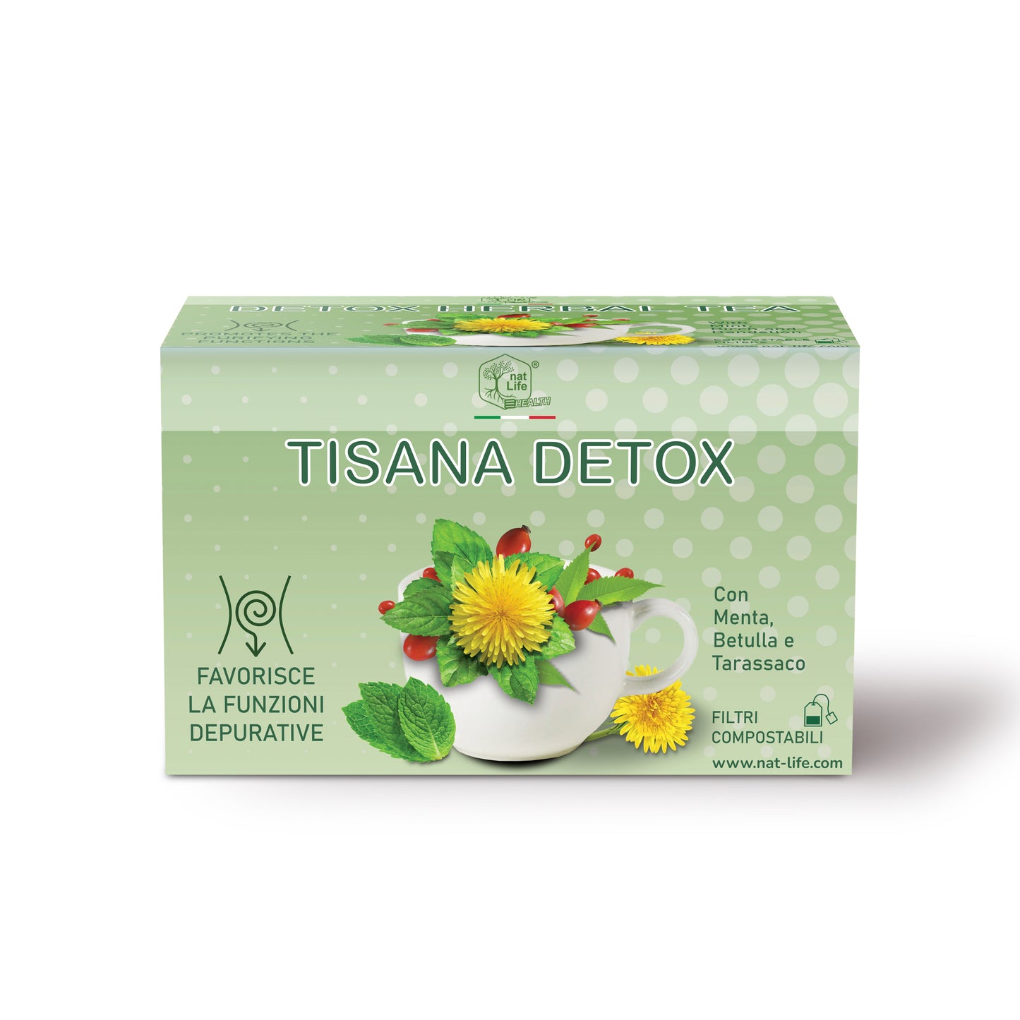 Tisana Detox Depurativa e Drenante, Infuso Naturale con Menta, Betulla e Tarassaco per la Digestione e Funzione Epatica, Detox Forte, Senza Zucchero, 100% Naturale, 15 bustine