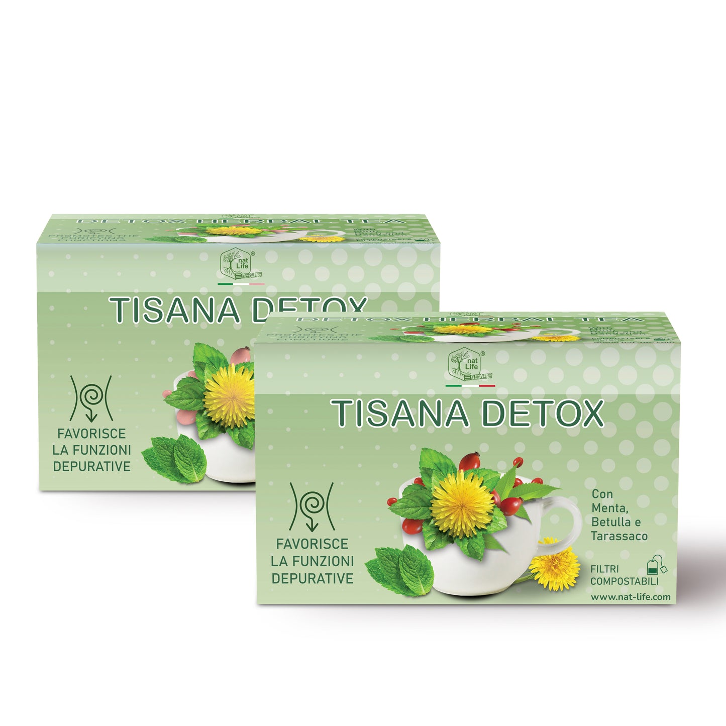Tisana Detox Depurativa e Drenante, Infuso Naturale con Menta, Betulla e Tarassaco per la Digestione e Funzione Epatica, Detox Forte, Senza Zucchero, 100% Naturale, 15 bustine