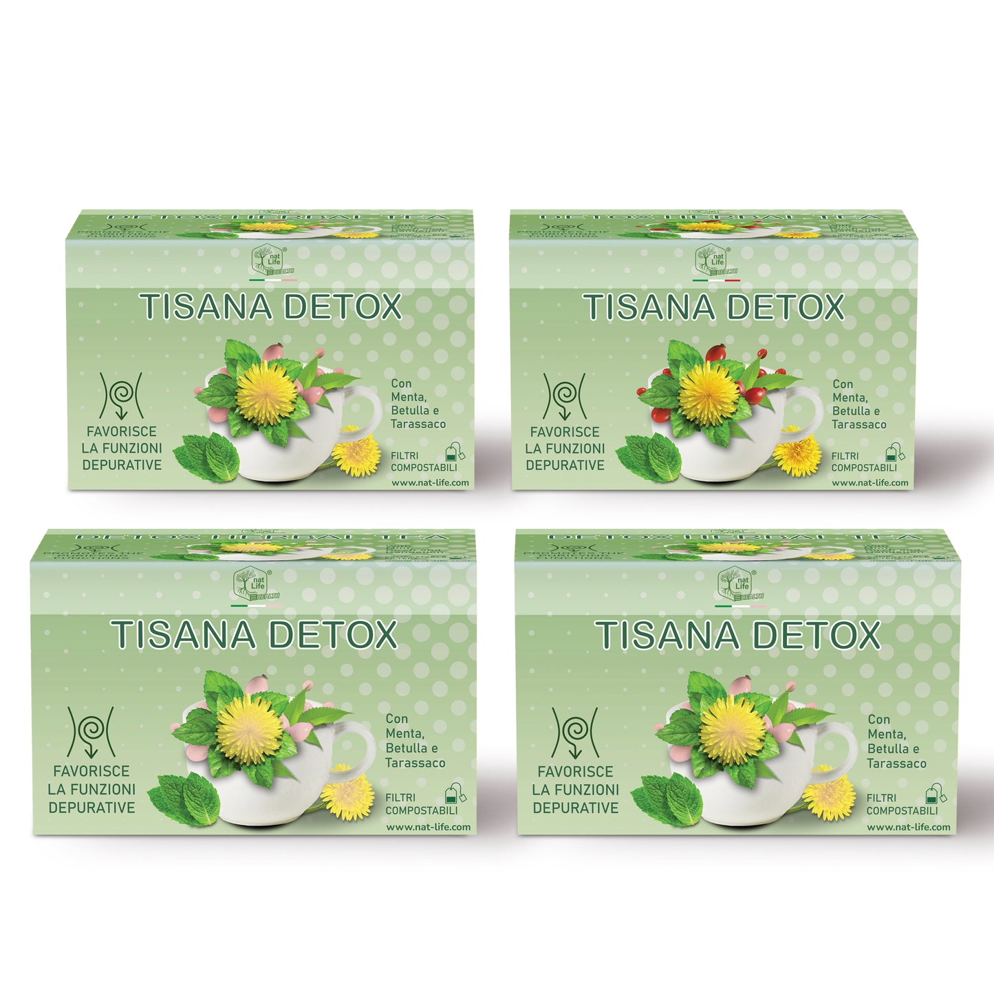 Tisana Detox Depurativa e Drenante, Infuso Naturale con Menta, Betulla e Tarassaco per la Digestione e Funzione Epatica, Detox Forte, Senza Zucchero, 100% Naturale, 15 bustine