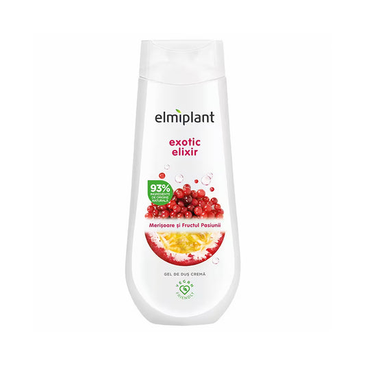 Doccia crema con mirtillo rosso e frutto della passione Exotic Elixir, 400 ml, Elmiplant