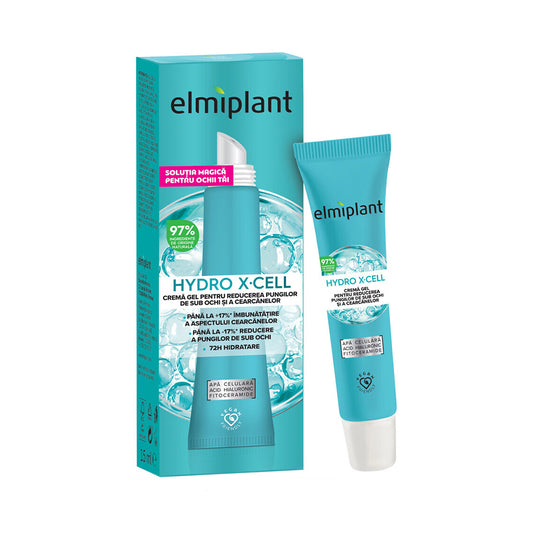 Crema-gel contorno occhi Hydro X-Cell, 15 ml, Elmiplant - nuova formula fitoceramidi, caffeina  tetrapeptide