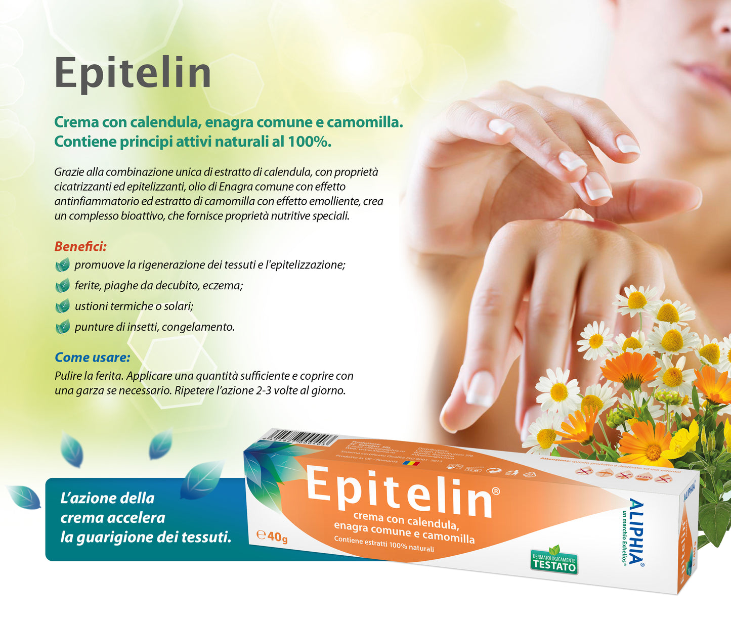 Crema Epitelin 40g, Aliphia per la cura della psoriasi e lesioni