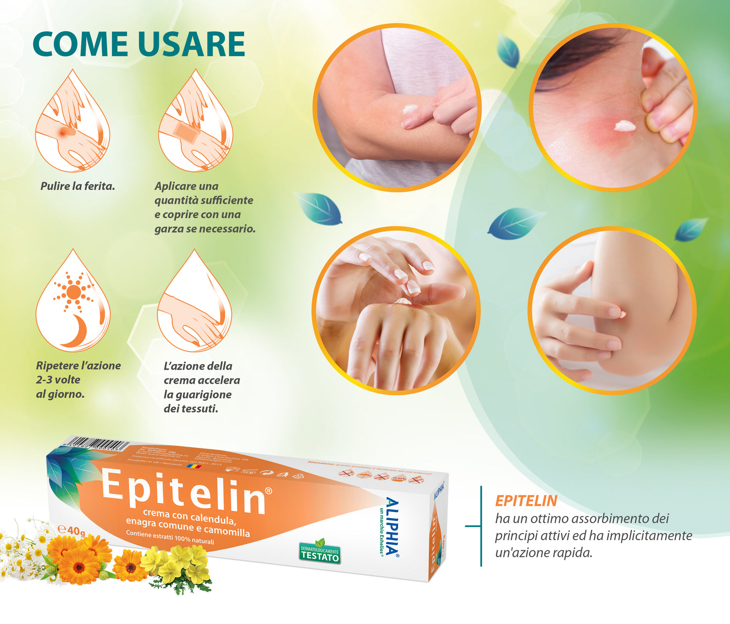 Crema Epitelin 40g, Aliphia per la cura della psoriasi e lesioni