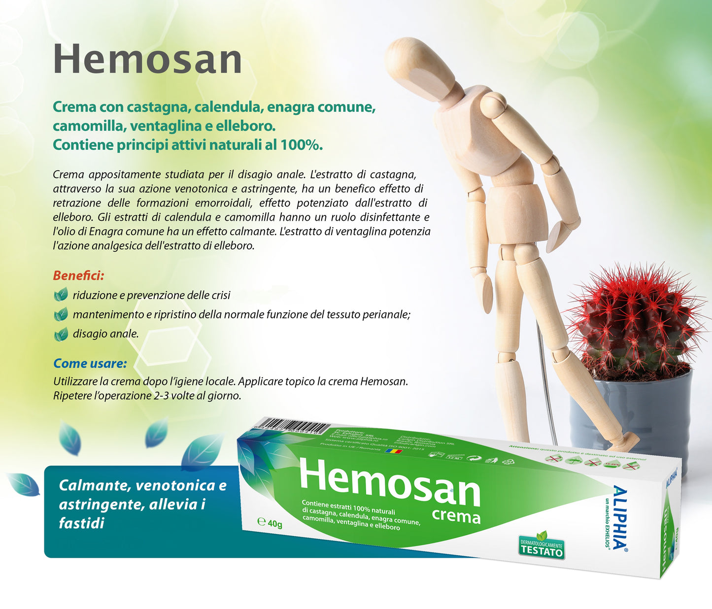 Crema Hemosan 40g, Aliphia per la cura delle emorroidi