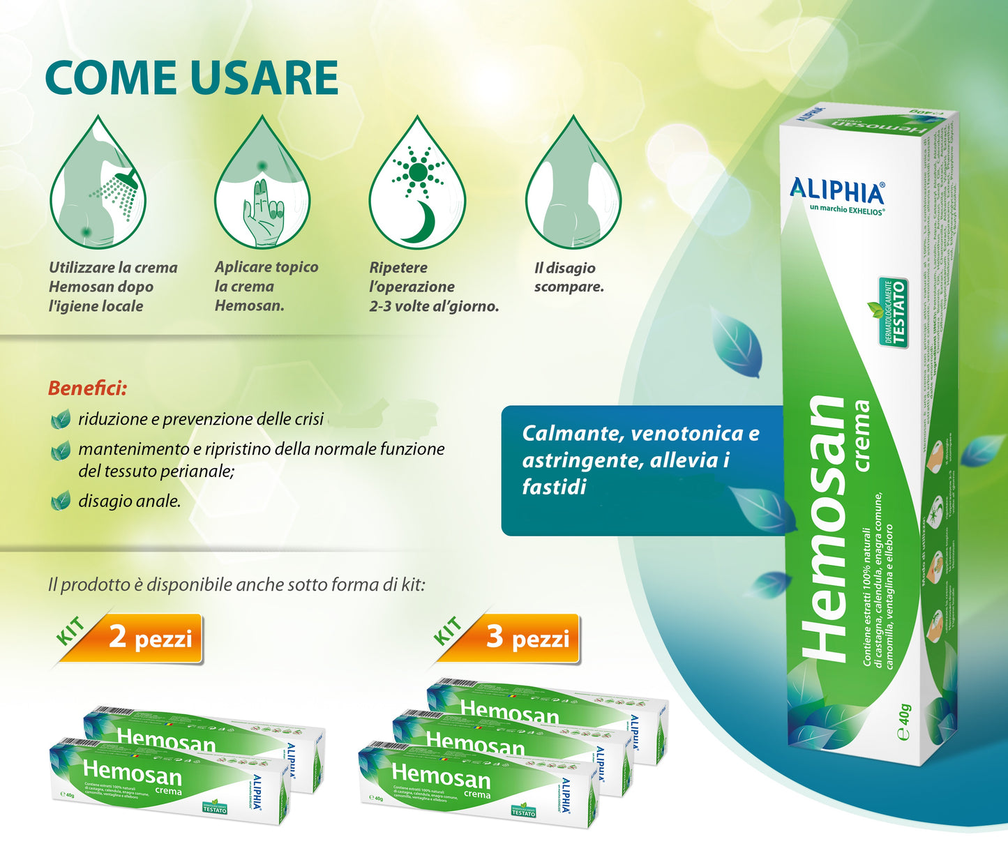 Crema Hemosan 40g, Aliphia per la cura delle emorroidi