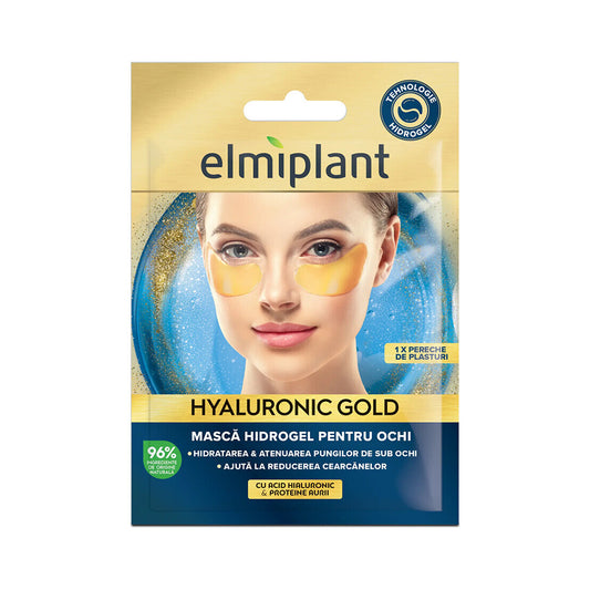 Maschera occhi in idrogel con acido ialuronico e proteine dorate Hyaluronic Gold, 5,5 g, Elmiplant