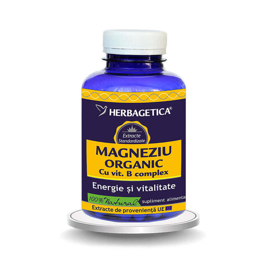 Magnesio organico con complesso vitaminico B, 120 capsule, Herbagetica