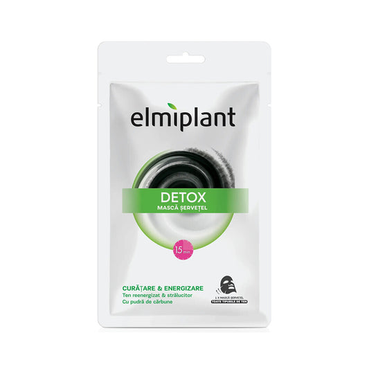 Maschera tovagliolo energizzante al carbone Detox, 20 ml, Elmiplant