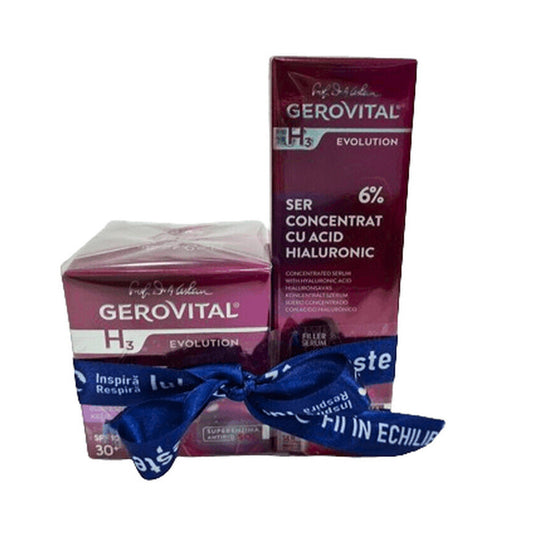 Pachet Gerovital H3 Evolution Crema Liftante Idratante SPF10 50ml + Siero all'Acido Ialuronico 10ml