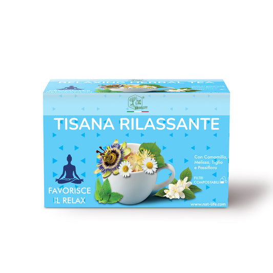 Tisana Rilassante, Infuso con Camomilla, Melissa, Tiglio e Passiflora, Favorisce il Sonno Regolare e il Benessere Mentale, Senza Zucchero, 100% Naturale, 60 bustine Termosaldati