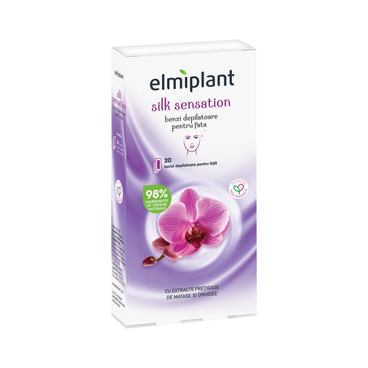 Strisce depilatorie per il viso con olio di seta e orchidea Silk Sensation, 20 strisce E 2 tovaglioli, Elmiplant