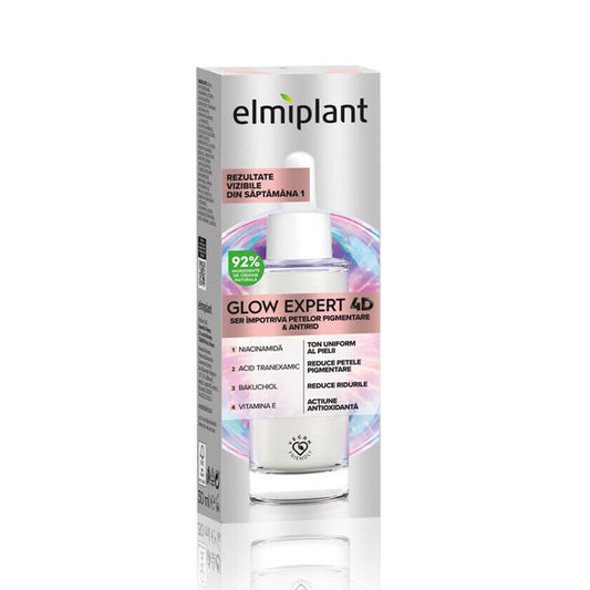 Siero viso contro le macchie pigmentarie Glow Expert 4D, 30 ml, Elmiplant