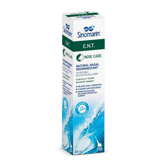 Sinomarin  Spray decongestionante nasale ipertonico ENT, 200 ml, Gerolymatos International - Naso libero protetto e idratato pulito