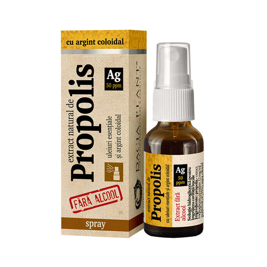 Spray con estratto naturale di propoli con argento colloidale, 20 ml, pianta di Dacia 40 Dacia Plant