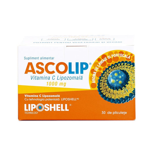 Vitamina C Liposomiale al gusto di arancia Ascolip, 1000 mg, 30 bustine, Liposhell