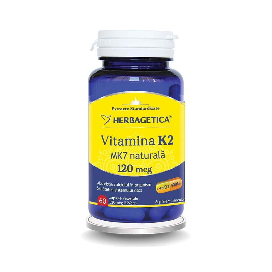 Vitamina K2 MK7 naturale 120mcg, 60 capsule, Herbagetica