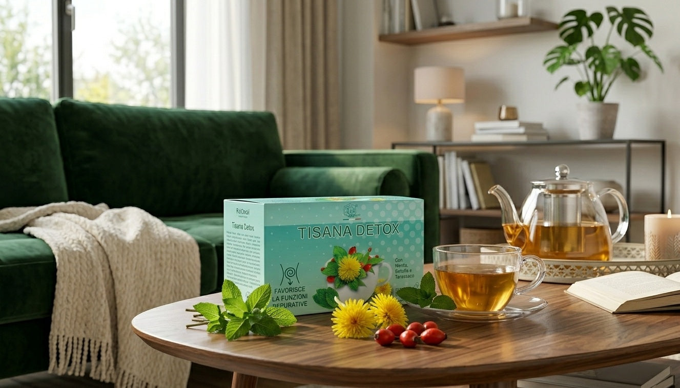 Tisana Detox Depurativa e Drenante, Infuso Naturale con Menta, Betulla e Tarassaco per la Digestione e Funzione Epatica, Detox Forte, Senza Zucchero, 100% Naturale, 15 bustine