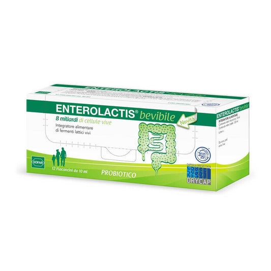 Enterolactis Bevibili - Fermenti Lattici Vivi- Flaconi 12x10ml - Azione ideale anche per bambini