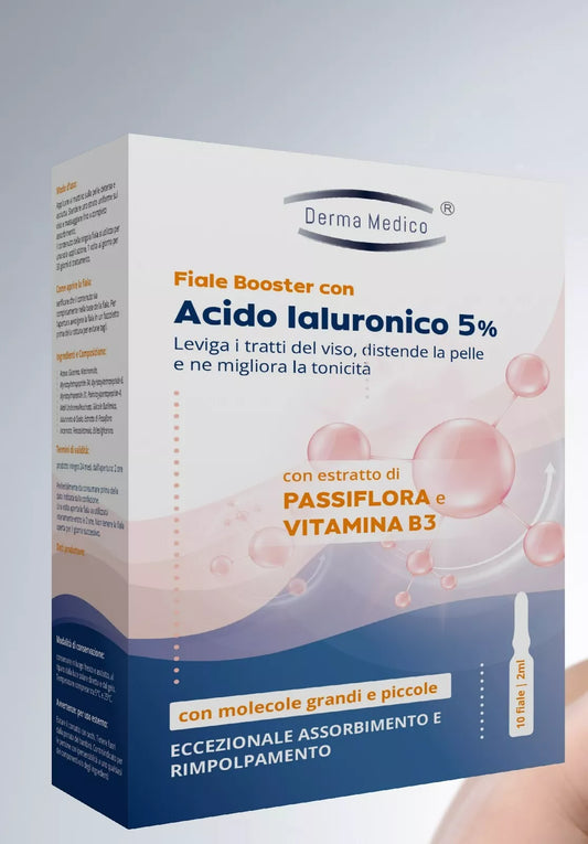 FIALE ACIDO IALURONICO PURO -27% RUGHE PRIMO MESE +80% IDRATAZIONE, DERMA MEDICO